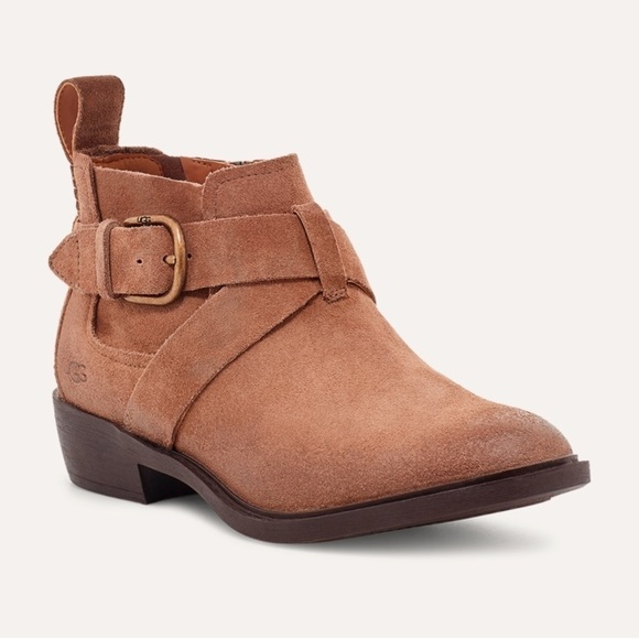 UGG Wylma shortie Booties Suede Tan Size 8 - Picture 1 of 12